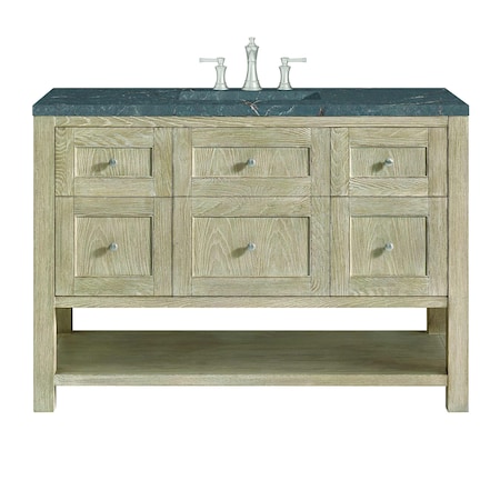 James Martin Vanities 48'' Single Vanity, Whitewashed Oak w/ 3 CM Parisien Bleu Quartz Top 330-V48-WWO-3PBL